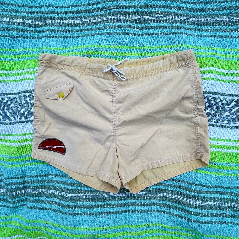 Vintage 60s Made for the B.V.D. Best Retail Trade Patch Short Swim Trunks